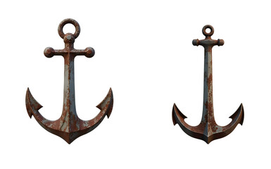 set of two Rusty Anchor isolated on a white background 