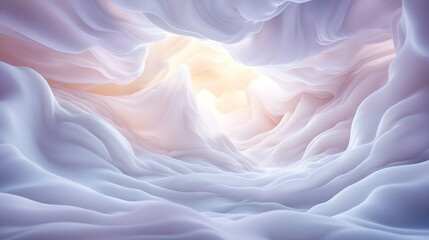 Obraz premium Dreamlike light cave, soft waves, sunrise, abstract background, design