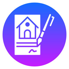 Bold Gradient Circle Property Contracts Glyph Icon