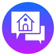 Bold Gradient Circle House Square Chat Bubble Glyph Icon