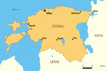 Obraz premium Vector Map of Estonia with Major Cities – Editable Infographic