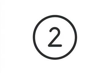 Number 2 Enclosed in a Circle Minimalist Design for Lists Rankings and Numerical Concepts