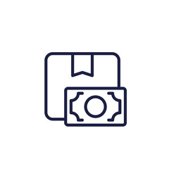 Cash on delivery line icon with a box