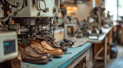 Fototapeta premium Mastering Shoe Repair: The Art of Footwear Stretching and Restoration