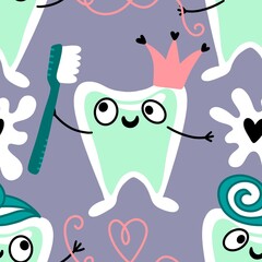 Medicine seamless teeth pattern for wrapping paper and fabrics and linens