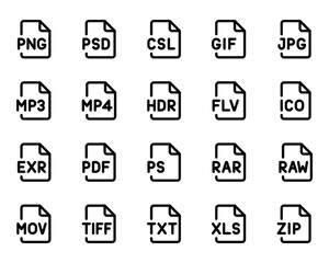 Outline icons set for Programming files