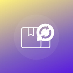 parcel return, package returning to sender icon with a box