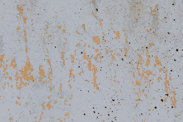 Peeling Orange Paint on a Grey Concrete Wall