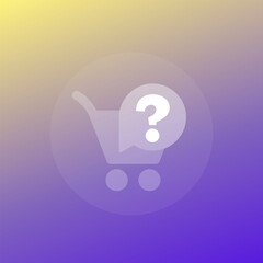 shopping cart and question mark icon, transparent design