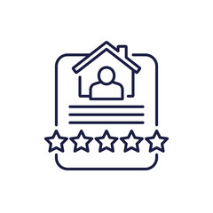 tenant satisfaction icon, house rating line vector