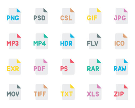 Flat color icons set for Programming files