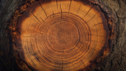 Mesmerizing patterns revealed in the cross-section of a tree trunk, showcasing nature's artistry and the passage of time