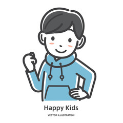 ガッツポーズをする男の子