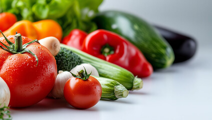 Fresh vegetables neatly arranged with vibrant colors showcasing nature's bounty from a local market