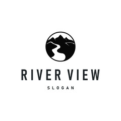 river logo design beautiful natural river scenery with simple minimalist concept illustration of product brand template