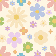 Floral abstract seamless pattern. Cartoon flat design