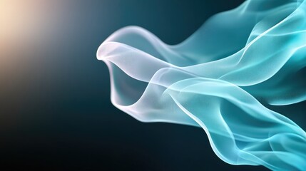 Abstract swirling teal fabric against dark background