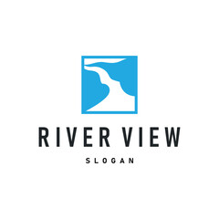 river logo design beautiful natural river scenery with simple minimalist concept illustration of product brand template