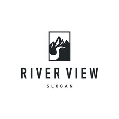 river logo design beautiful natural river scenery with simple minimalist concept illustration of product brand template