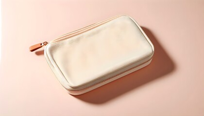 Stylish canvas pencil case with durable zipper, no branding, isolated on pastel background, high-end stationery