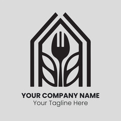 Abstract templated logo design with house and fork
