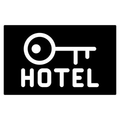 Bold Glyph Hotel Key Icon