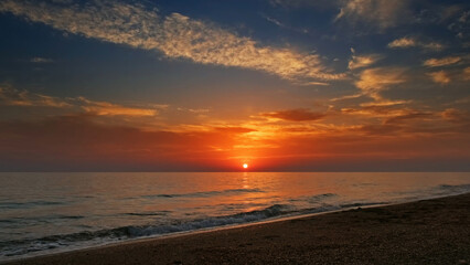 Sunset over sea with vibrant colors