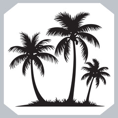 Obraz premium Professional Palm Trees Silhouette and Coconut Tree Vector Logos Black Simple Designs