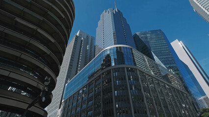 Fototapeta premium Skyscrapers soar in urban cityscape