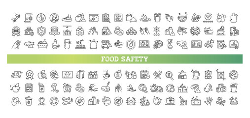 Set of outline food safety icons
