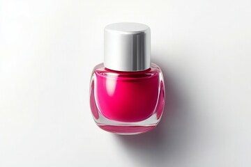 Elegant perfume bottle on gradient pink background. Artificial Intelligence