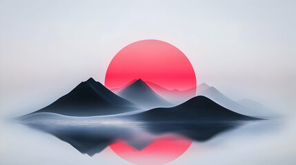Pixel Art Mountains Sunset Reflection