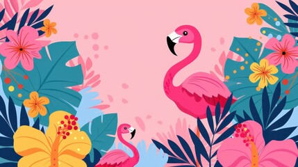 Bright vector art featuring tropical blooms, lush leaves, and playful wildlife for a vibrant touch to your designs.