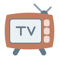 Colorful Flat TV Screen with Antenna Icon