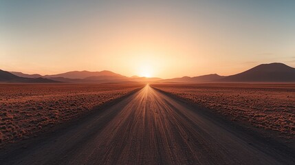 High-speed motorcycle adventure on an open desert road at sunset captured in gigapixel detail