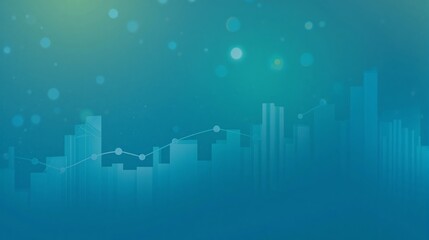 Obraz premium Abstract data analytics graph in a calm blue-green background with bokeh effects