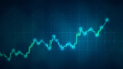 Digital financial trend chart showing upward movement with blue and green lines