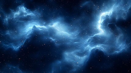 Fototapeta premium Abstract Deep Space Nebula With Glowing Blue Clouds