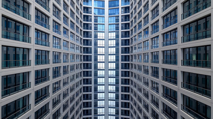 Fototapeta premium Modern apartment building facade symmetrical design