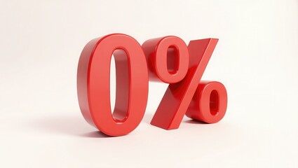 Visual Representation of Zero Percent - 3D Render of 0 - Graphic Support for Business, Sales, Finance and Marketing Purposes
