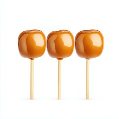 Sweet, sticky caramel apples gleam with sugary delight, perfect for a fall treat or festive gatherings.