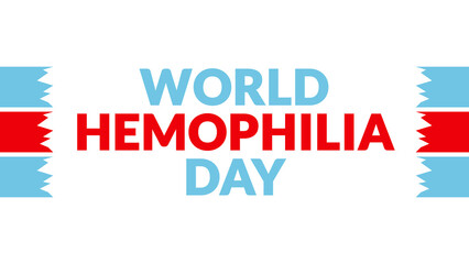 World Hemophilia Day text with side lines on a White background. Which is observed every year in April to celebrate World Hemophilia Day.
