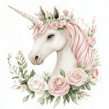 Ilustraciones de unicornios con flores