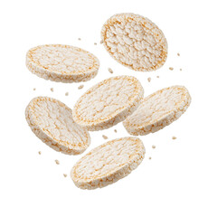 Floating Rice Cakes, mid air shot, isolated