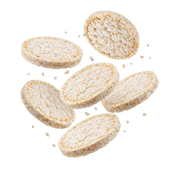 Floating Rice Cakes, mid air shot, isolated