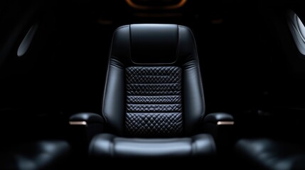 Obraz premium Luxurious, dark leather airplane seat