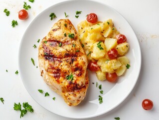 Grilled Chicken Breast with Cheesy Potatoes