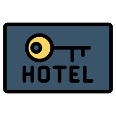 Colorful Flat Outlined Hotel Key Icon