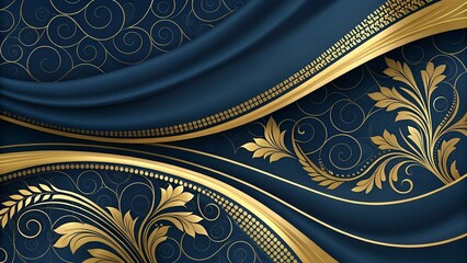 Luxurious Blue and Gold Ornamental Design