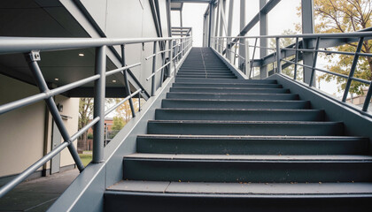 Modern staircase leading upwards in an urban setting  